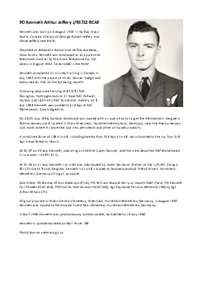 A preview of a PDF biography for Jeffery, Kenneth Arthur